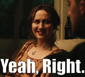Woman Smiling At Man Saying Yeah Right GIF