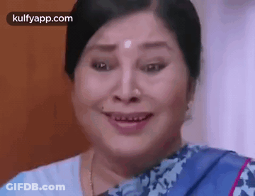 Woman Smiling Blue And White Floral Saree GIF