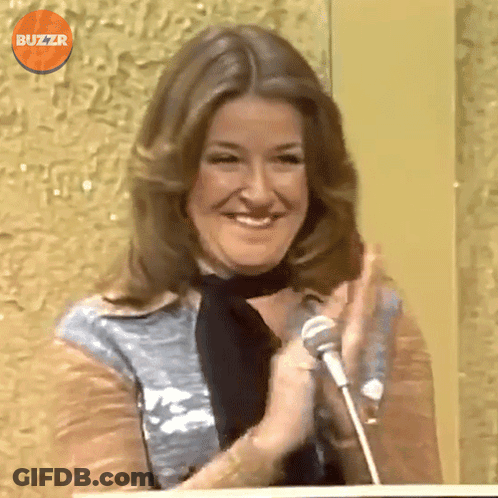 Woman Smiling Clapping At Microphone Buzzr GIF
