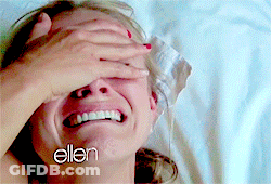 Woman Smiling Covering Eyes Ellen GIF
