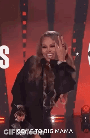 Woman Smiling Giving Speech With Microphone GIF