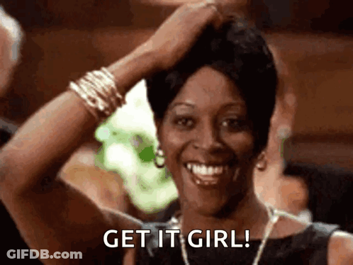 Woman Smiling Hand To Head Saying Get It Girl GIF