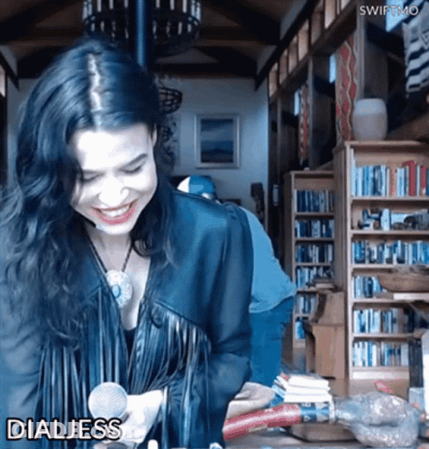 Woman Smiling Holding Microphone Dialess GIF