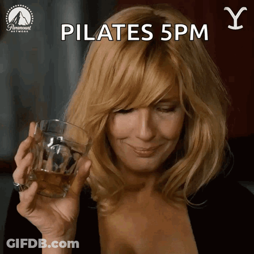 Woman Smiling Holding Whiskey Glass Pilates 5Pm GIF