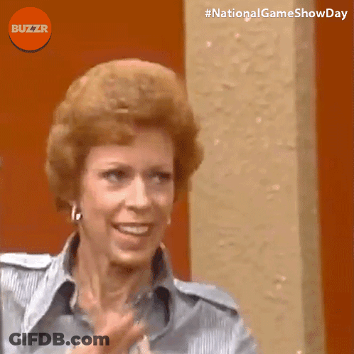 Woman Smiling In Front Of Buzzr Sign GIF