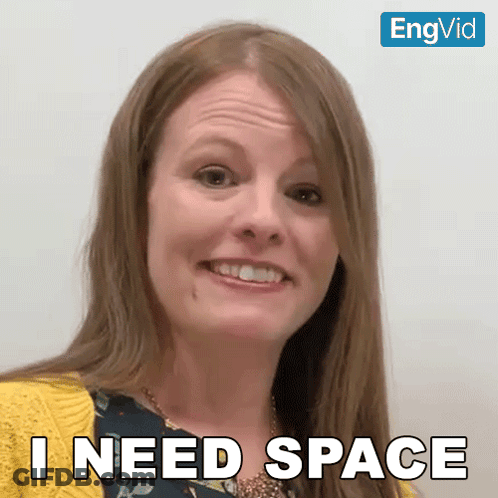 Woman Smiling Saying I Need Space GIF