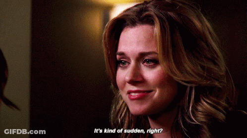 Woman Smiling Saying It's Kind Of Sudden Right GIF