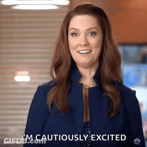 Woman Smiling Says I'm Cautiously Excited GIF