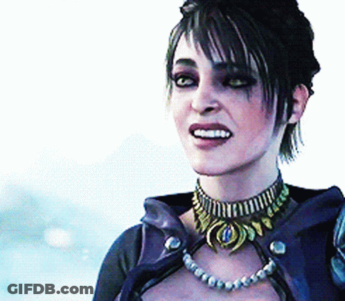 Woman Smiling With Choker And Necklace GIF