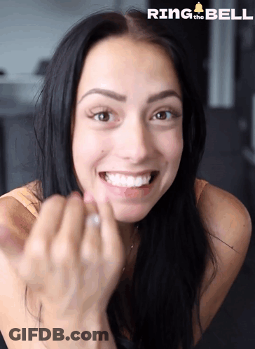 Woman Smiling With Ring Bell Logo GIF