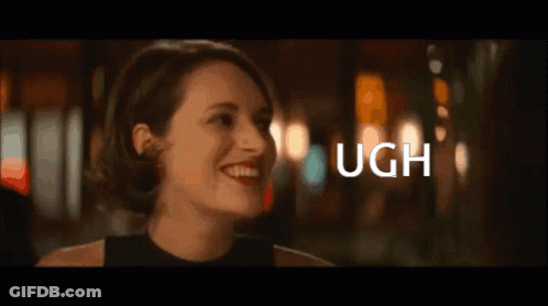 Woman Smiling With Ugh Above GIF