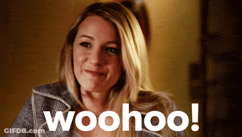 Woman Smiling With Woohoo GIF
