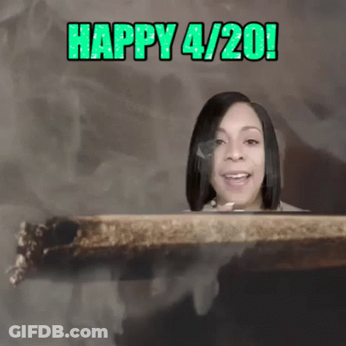Woman Smoking Cigarette Happy 4/20 GIF