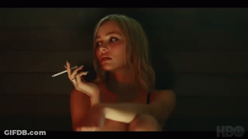 Woman Smoking Cigarette In Dark Room HBO GIF