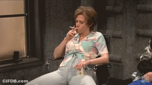 Woman Smoking Cigarette With SNL GIF