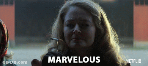 Woman Smoking Cigarette With Word Marvelous GIF