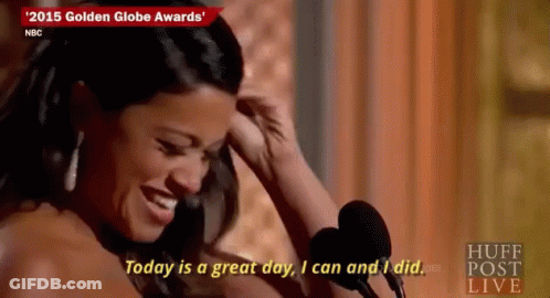Woman Speaking At 2015 Golden Globe Awards GIF