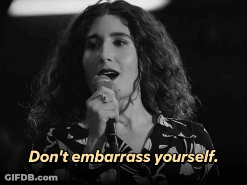 Woman Speaking Into Microphone Don't Embarrass Yourself GIF