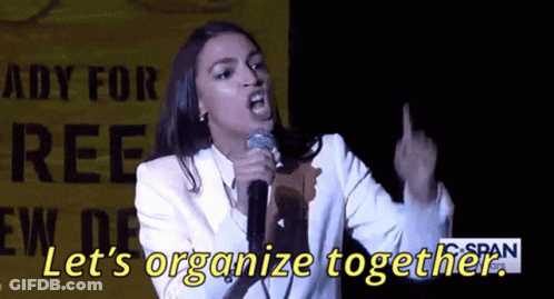 Woman Speaking Into Microphone Let's Organize Together GIF