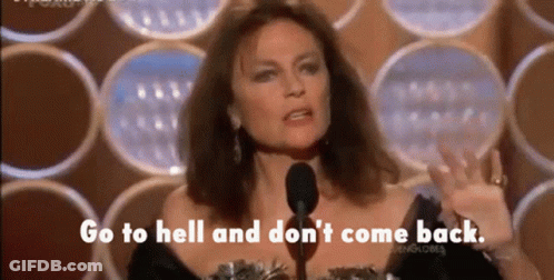 Woman Speaking Into Microphone Saying Go To Hell And Don't Come Back GIF