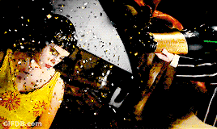 Woman Splashed With Glitter Bomb GIF