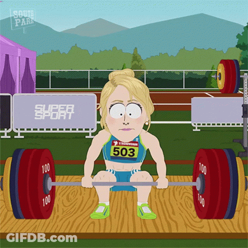Woman Squatting With Super Sport Sign GIF