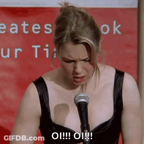 Woman Standing At Microphone Saying Oi GIF