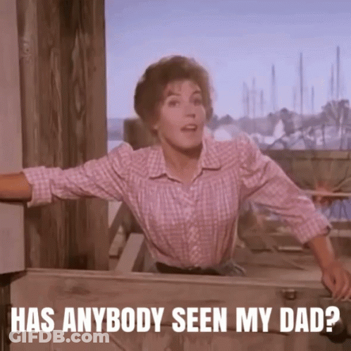 Woman Standing At Window Has Anybody Seen My Dad GIF