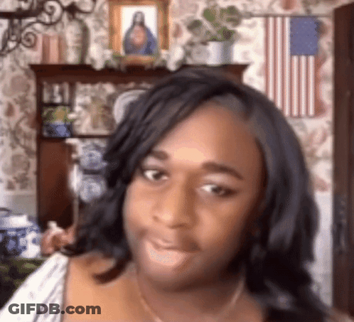 Woman Standing Before American Flag And Jesus GIF