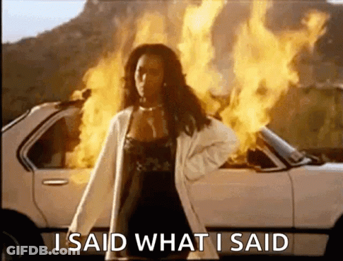 Woman Standing Before Burning Car Says What I Said GIF