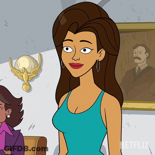 Woman Standing Before Mustached Man GIF