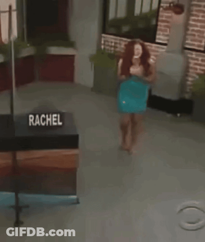 Woman Standing By Rachel Sign GIF