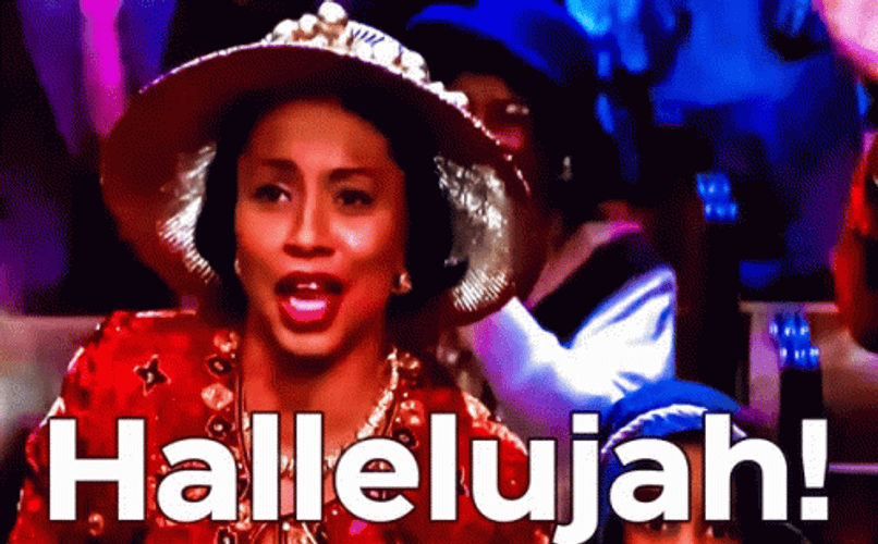 Woman Standing Hallelujah Meme GIF