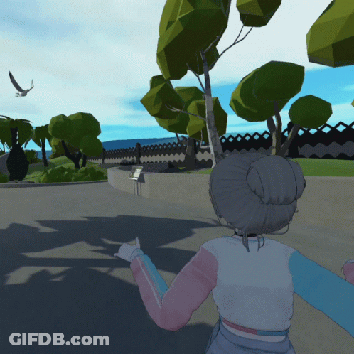 Woman Standing In A Park With Trees GIF