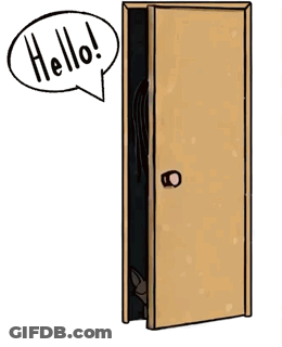 Woman Standing In Doorway Saying Hello GIF