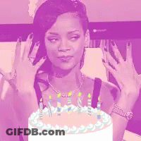 Woman Standing In Front Of Birthday Cake GIF