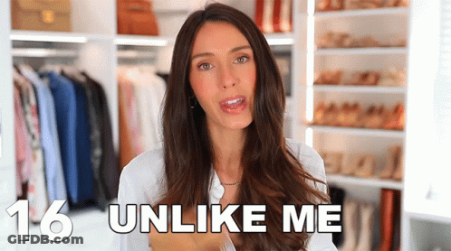Woman Standing In Front Of Closet Saying Unlike Me GIF