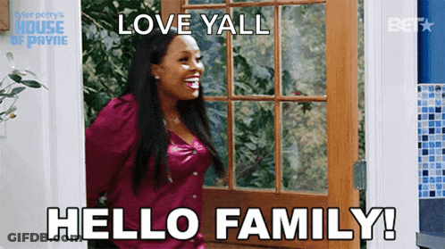 Woman Standing In Front Of Door Saying Love Yall Hello Family GIF