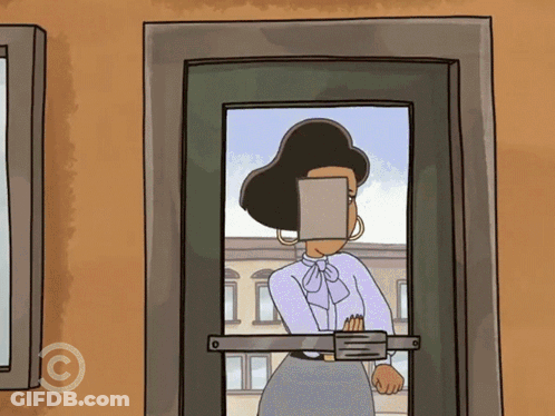 Woman Standing In Front Of Door With C GIF