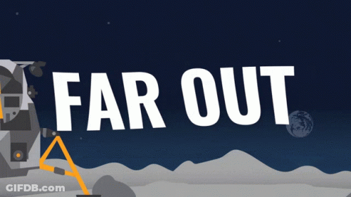 Woman Standing In Front Of Far Out Poster GIF
