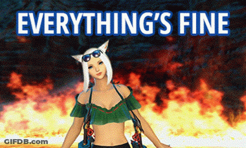 Woman Standing In Front Of Fire Saying Everything's Fine GIF