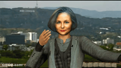 Woman Standing In Front Of Hollywood Sign GIF