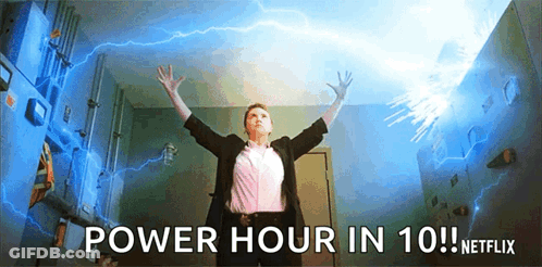 Woman Standing In Front Of Lightning Bolt Power Hour In 10 Netflix GIF