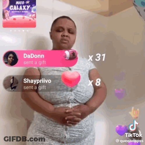 Woman Standing In Front Of Pico Galaxy Sign GIF