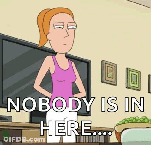 Woman Standing In Front Of TV Saying Nobody Is In Here GIF