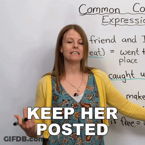 Woman Standing In Front Of Whiteboard Keep Her Posted GIF