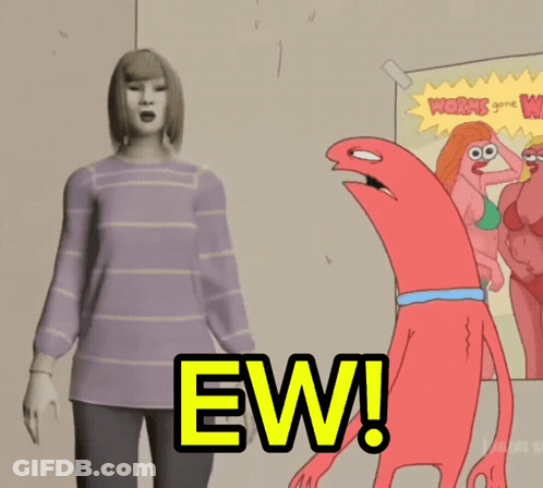 Woman Standing In Front Of Worms Poster GIF