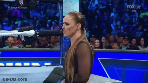 Woman Standing In Smackdown Ring GIF