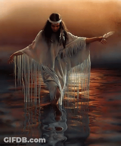 Woman Standing In Water GIF