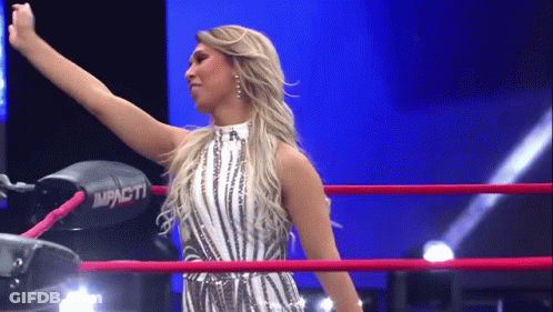 Woman Standing In Wrestling Ring Impact GIF